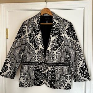 Focus 2000 Black and White Floral Blazer
